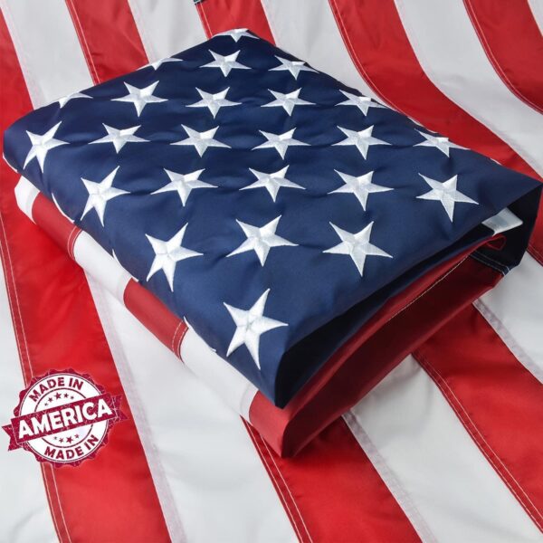 6x10 American Flag Outdoor Heavy Duty, 100% Made in USA, US Flag 6x10 ft, USA Flag with Embroidered Stars and Sewn Stripes Brass Grommets