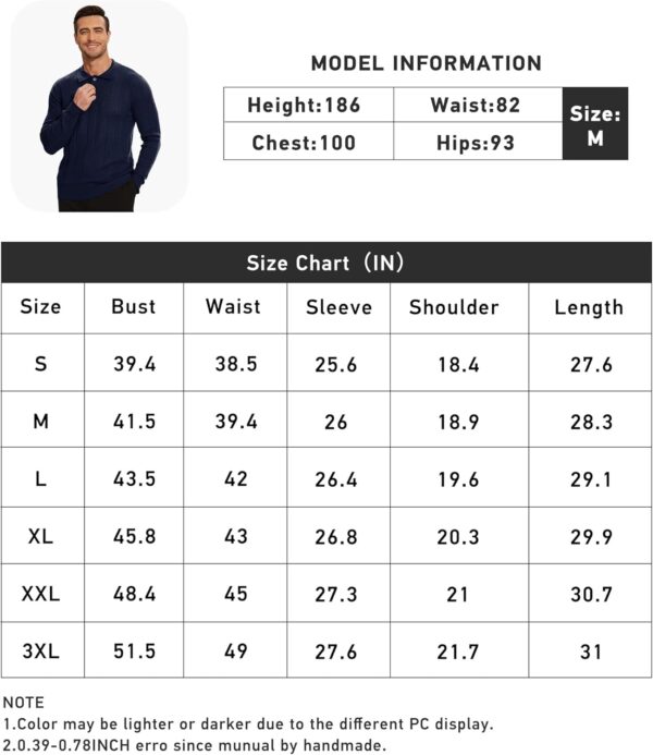 Demoking Vintage Sweater Polo Men Long Sleeve Cable Knit Textured Sweaters Mens Collared Shirts