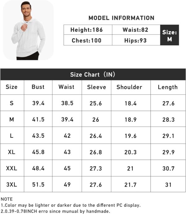 Demoking Vintage Sweater Polo Men Long Sleeve Cable Knit Textured Sweaters Mens Collared Shirts