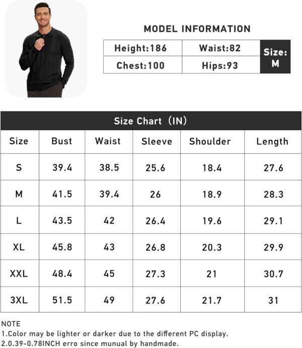 Demoking Vintage Sweater Polo Men Long Sleeve Cable Knit Textured Sweaters Mens Collared Shirts