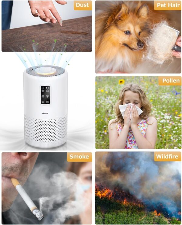 Air Purifiers for Home Large Room up to 1076ft², VEWIOR H13 True HEPA Air Purifier for Bedroom with night light, Fragrance Sponge, Sleep Mode, Timer, Lock, Air Cleaner for Wildfire Smoke Odor Dander