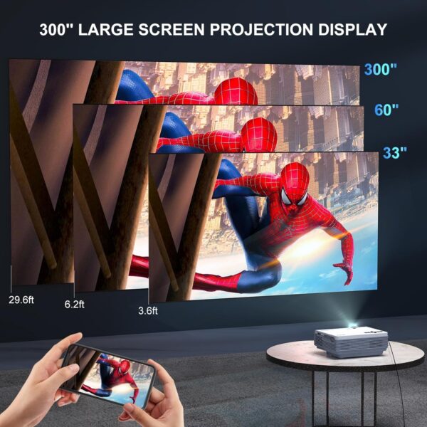 Projector with WiFi and Bluetooth, FUDONI Upgrade 5G WiFi Native 1080P 14000L 4K Supported, Portable Movie Outdoor Projector for Home Theater, Compatible with HDMI/USB/PC/TV Box/iOS and Android Phone