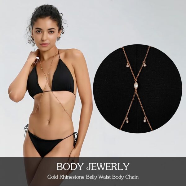 OVRUNS Body Chain Jewerly for Women 18K Gold Plated Body Waist chain Sexy Belly Necklace Chain