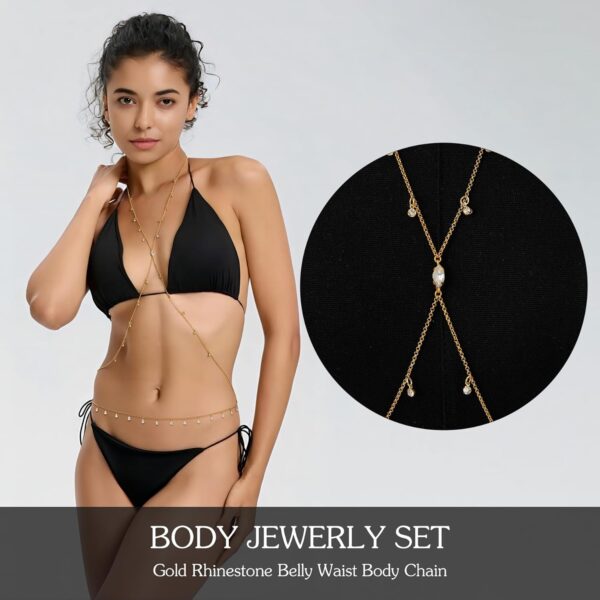 OVRUNS Body Chain Jewerly for Women 18K Gold Plated Body Waist chain Sexy Belly Necklace Chain