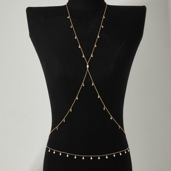 OVRUNS Body Chain Jewerly for Women 18K Gold Plated Body Waist chain Sexy Belly Necklace Chain