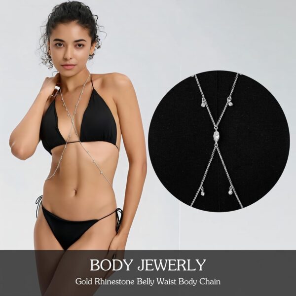 OVRUNS Body Chain Jewerly for Women 18K Gold Plated Body Waist chain Sexy Belly Necklace Chain