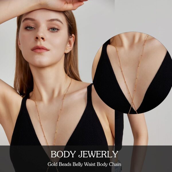 OVRUNS Body Chain Jewerly for Women 18K Gold Plated Body Waist chain Sexy Belly Necklace Chain