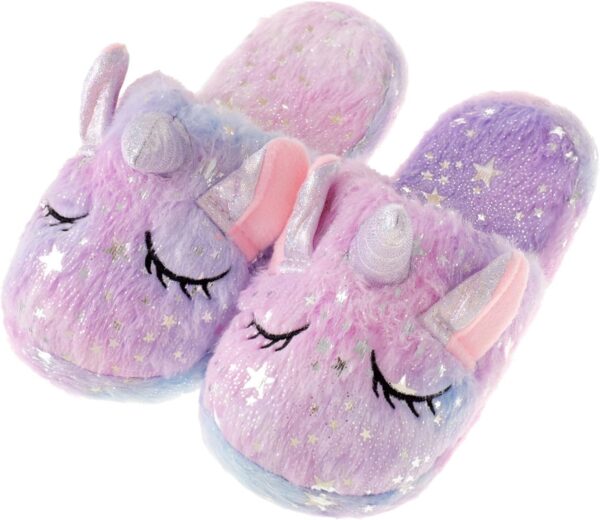 WAFUNNE Kids Unicorn Slippers for Boys Girls Fluffy House Slippers Indoor