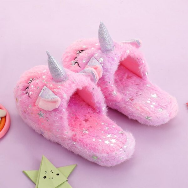 WAFUNNE Kids Unicorn Slippers for Boys Girls Fluffy House Slippers Indoor