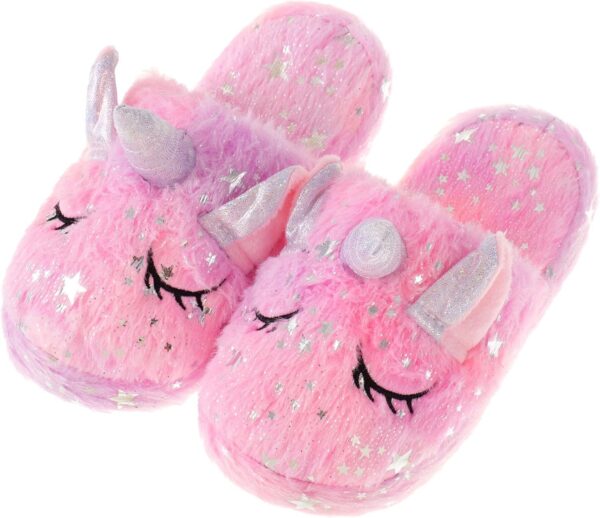 WAFUNNE Kids Unicorn Slippers for Boys Girls Fluffy House Slippers Indoor