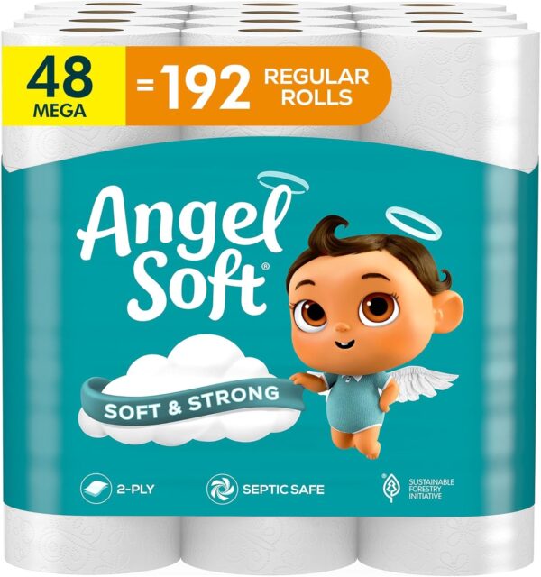 Angel Soft Toilet Paper, 4 Mega Rolls  16 Regular Rolls, Soft and Strong Toilet Tissue