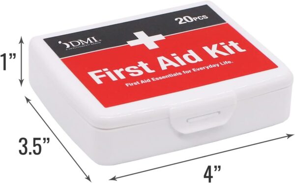 DMI Mini 20-Piece First-Aid Kit, All-Purpose Use for Minor Cuts and Scrapes, Durable Water-Resistant Case, Convenient and Portable, FSA & HSA Eligible