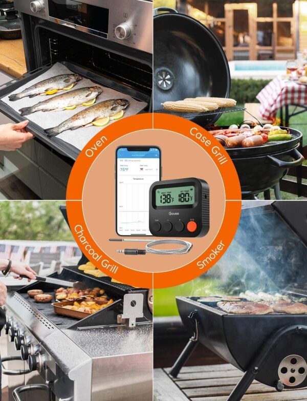 Govee Bluetooth Meat Thermometer, 230ft Range Wireless Grill Thermometer Remote Monitor with Temperature Probe Digital Grilling Thermometer with Smart Alerts for Smoker Cooking BBQ Kitchen Oven