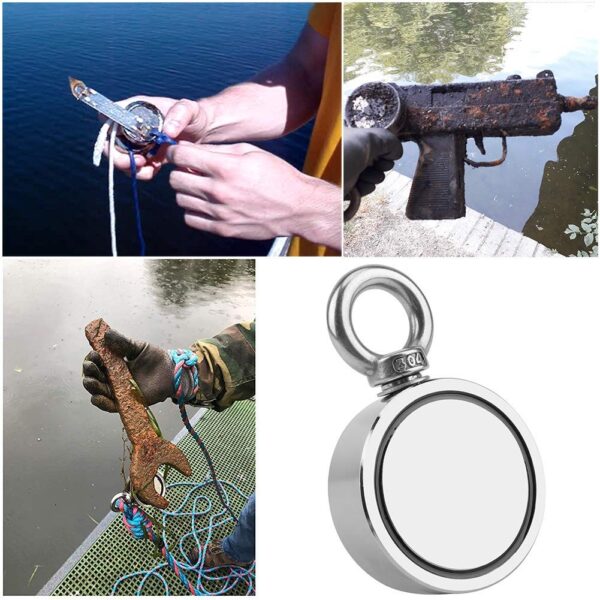 Magnet Fishing Kit, Fishing Magnets 760 LBS Pulling-Includes Grappling Hook, Heavy Duty 65FT Rope, Gloves & Locking Carabiner,Threadlocker - 2.36inch Diameter