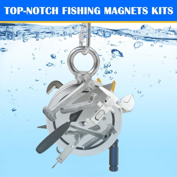 Magnet Fishing Kit, Fishing Magnets 760 LBS Pulling-Includes Grappling Hook, Heavy Duty 65FT Rope, Gloves & Locking Carabiner,Threadlocker - 2.36inch Diameter