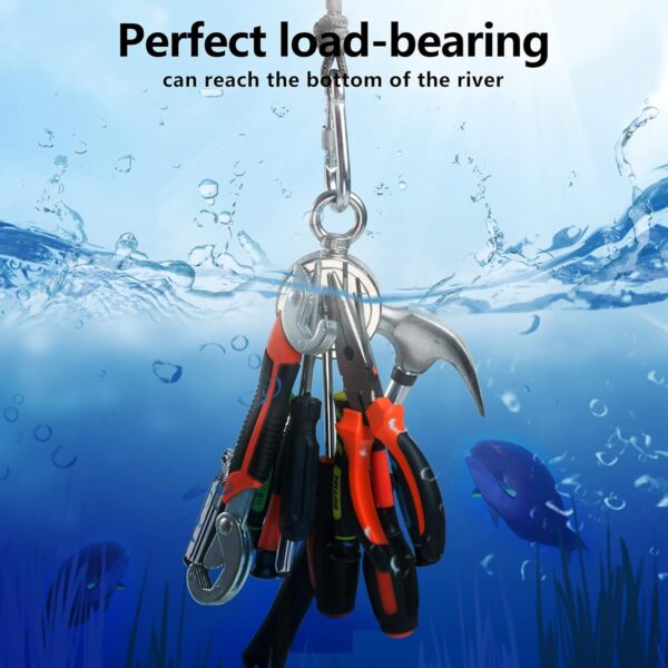 Magnet Fishing Kit, Fishing Magnets 760 LBS Pulling-Includes Grappling Hook, Heavy Duty 65FT Rope, Gloves & Locking Carabiner,Threadlocker - 2.36inch Diameter