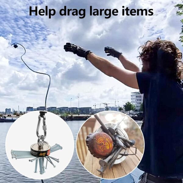 Magnet Fishing Kit, Fishing Magnets 760 LBS Pulling-Includes Grappling Hook, Heavy Duty 65FT Rope, Gloves & Locking Carabiner,Threadlocker - 2.36inch Diameter